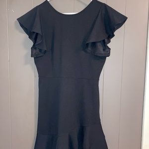 Favlux Black Mini Dress with Asymmetrical Hem